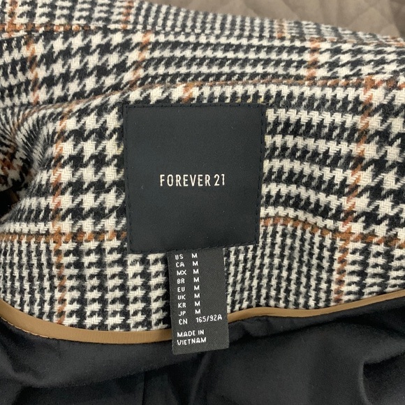 Forever 21 NWOT Plaid Double Breasted Wool-blend Long Coat size M - Picture 10 of 17